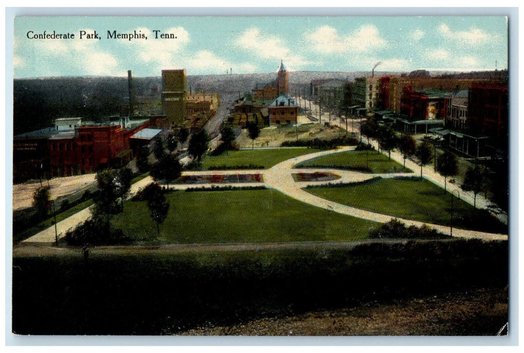 Scenic View Of Confederate Garden Park Memphis Tennessee TN Antique Postcard