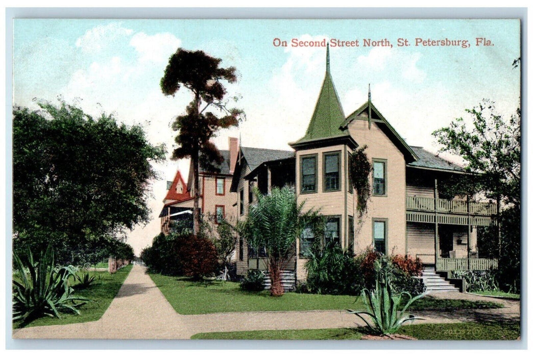 c1910 On Second Street North St. Petersburg Florida FL Antique Postcard