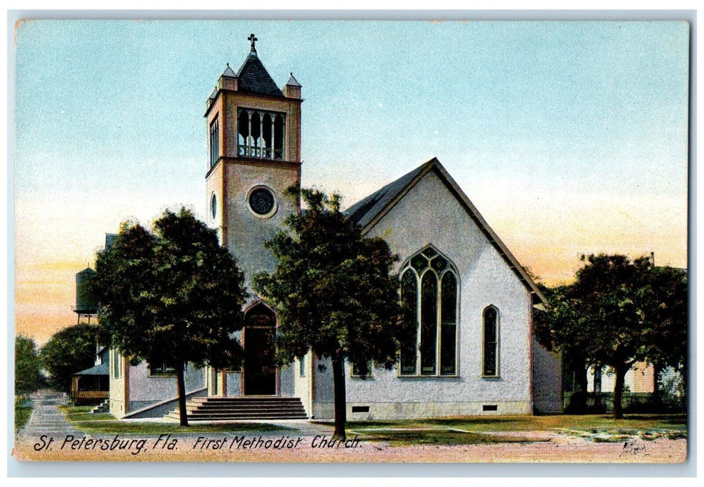 c1910 First Methodist Church St. Petersburg Florida FL Antique Postcard