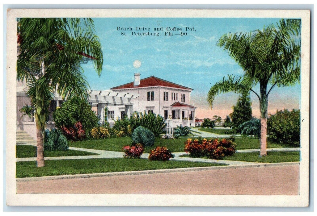 c1920's Beach Drive and Coffee Pot St. Petersburg Florida FL Postcard