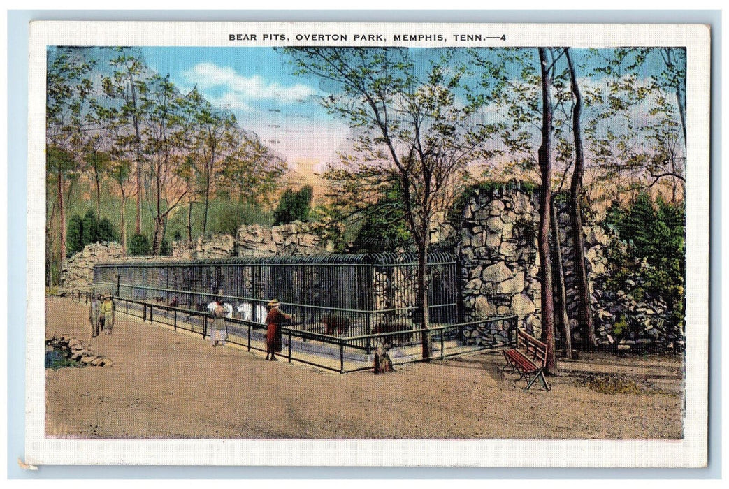 1940 View Of Bear Pits Overton Park Zoo Memphis Tennessee TN Vintage Postcard