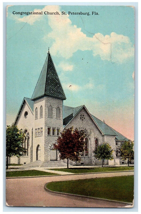 c1910 Congregational Church St. Petersburg Florida FL Antique Postcard