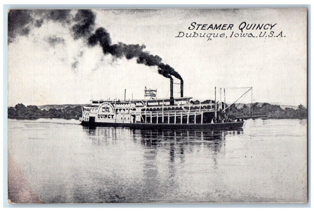 c1910 Steamer Quincy Ferry Cruise Ship Dubuque Iowa IO USA Acme Vintage Postcard