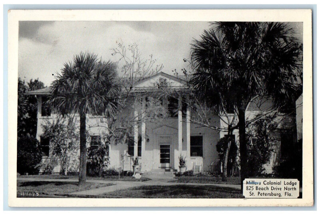 c1940's Millers Colonial Lodge 825 Beach Drive North St. Petersburg FL Postcard