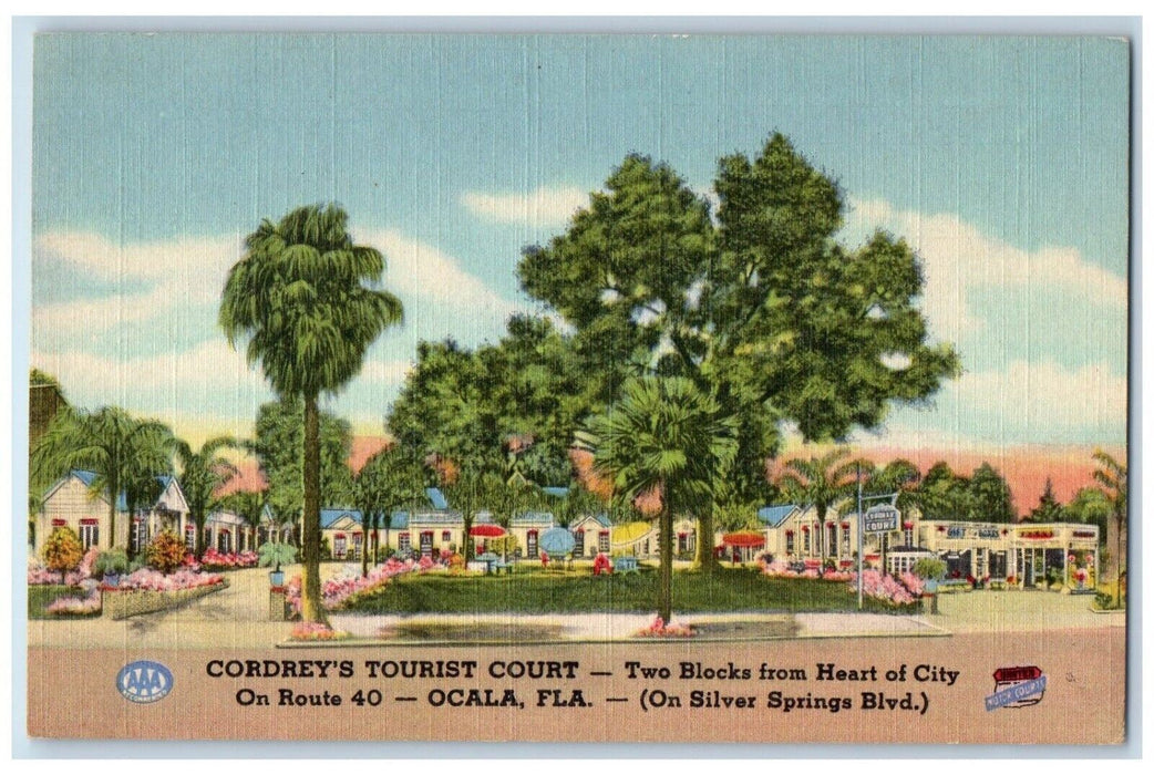 c1940 Exterior View Cordrey's Tourist Court Ocala Florida FL Antique Postcard