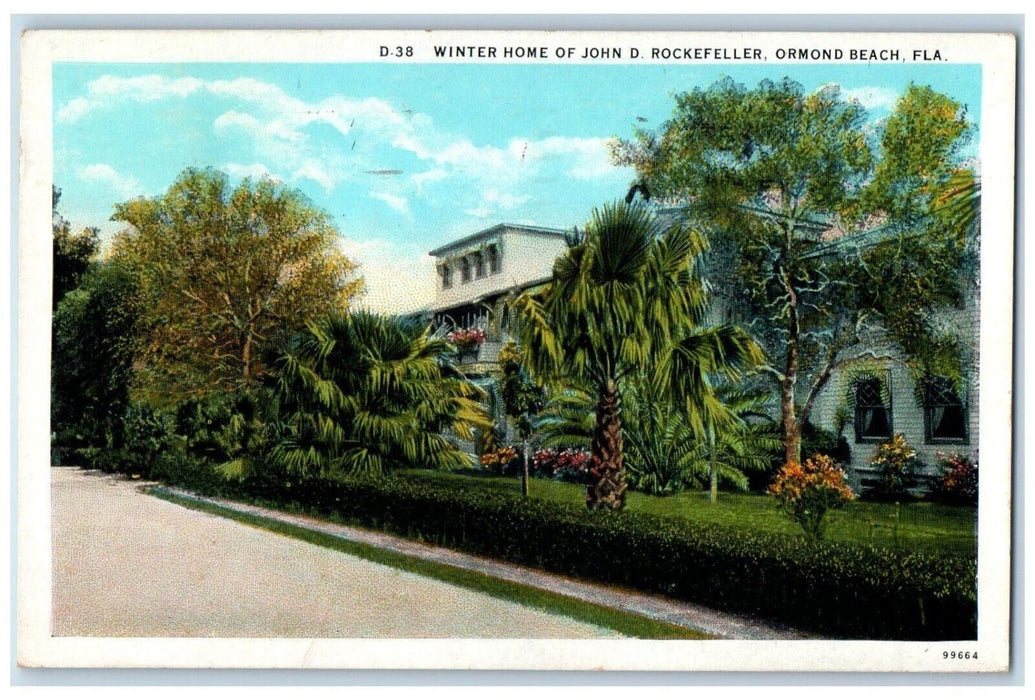 1936 Roadside View Winter Home John Rockefeller Ormond Beach Florida FL Postcard