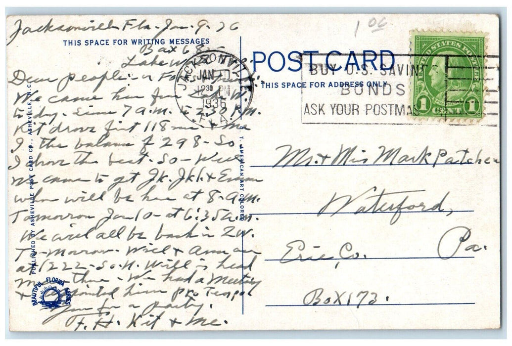 1936 Roadside View Winter Home John Rockefeller Ormond Beach Florida FL Postcard