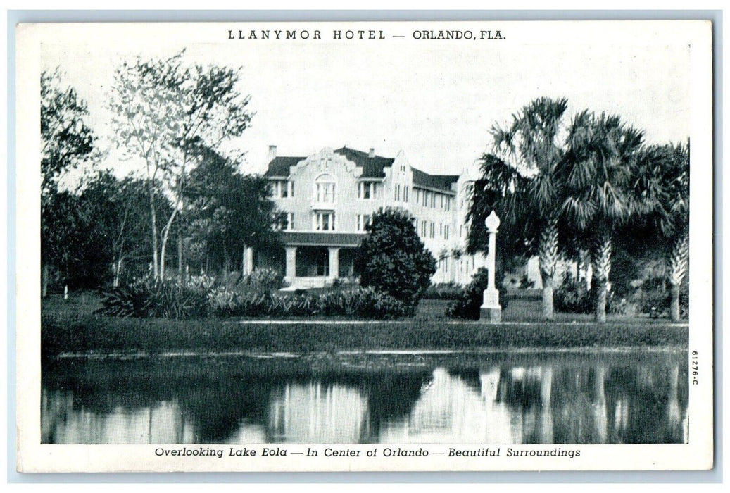 c1940 Llanymor Hotel Overlooking Lake Eola Orlando Florida FL Antique Postcard