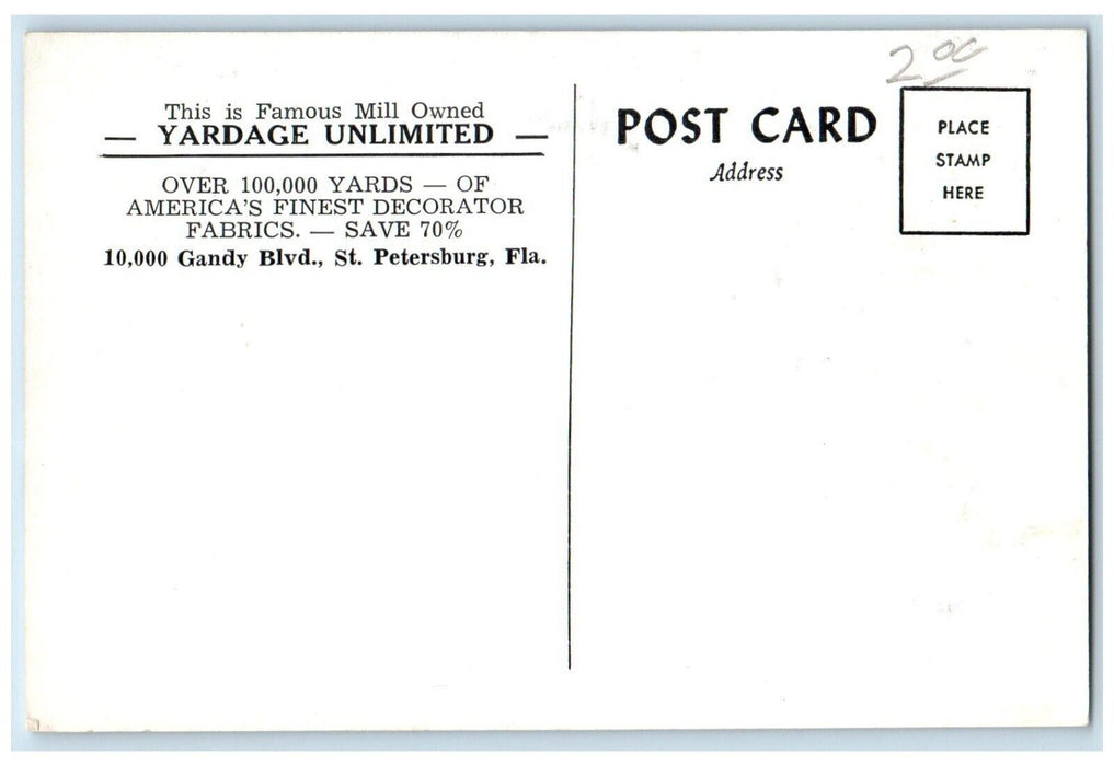 c1950's This is Famous Yardage Unlimited St. Petersburg Florida FL Postcard