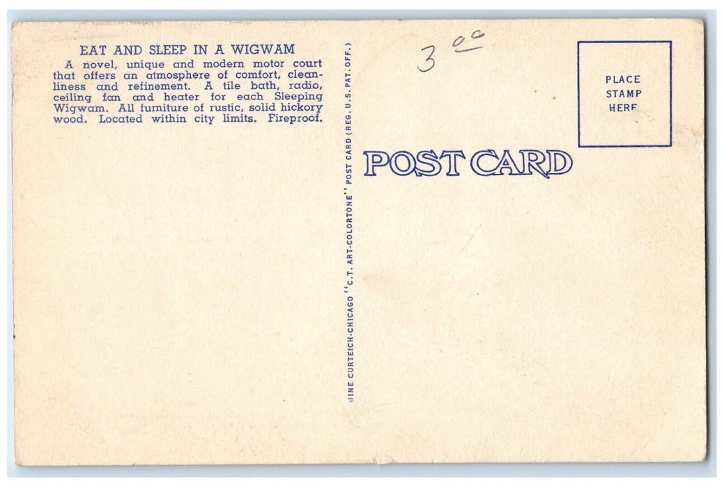 c1940 Interior Bedroom Orange Blossom Trail Wigwam Village Orlando FL Postcard