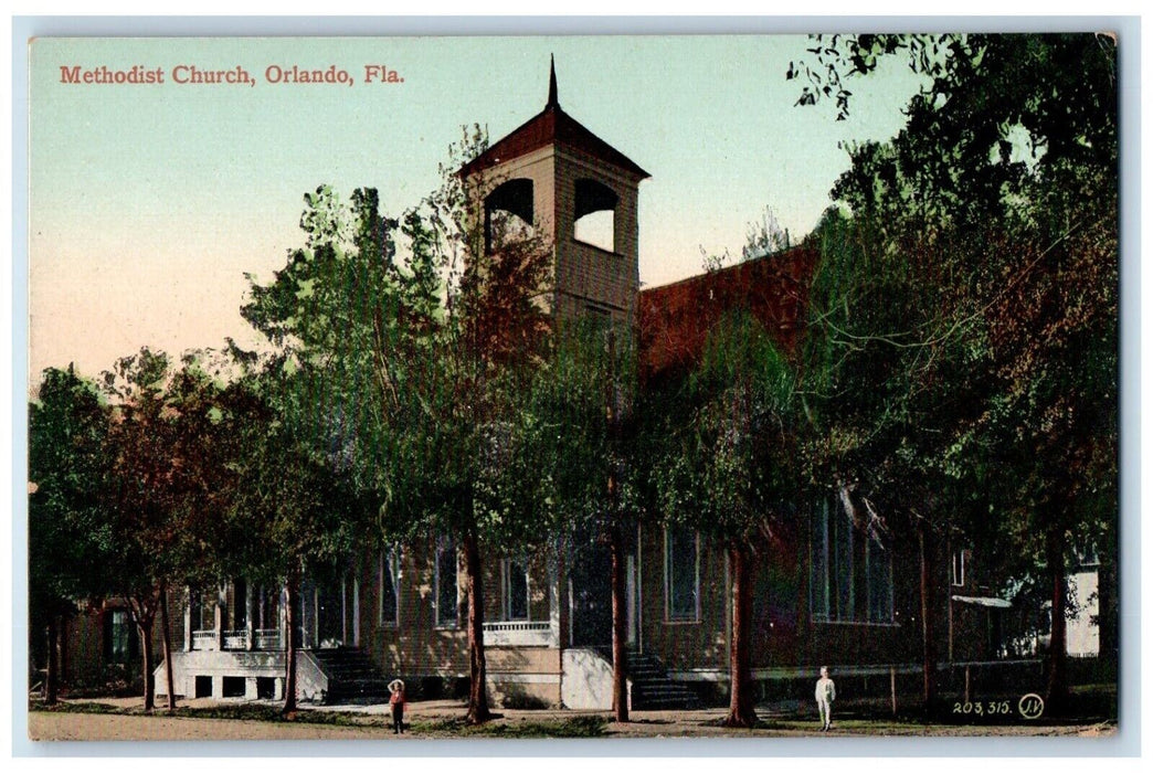c1910 Exterior View Methodist Church Trees Orlando Florida FL Antique Postcard