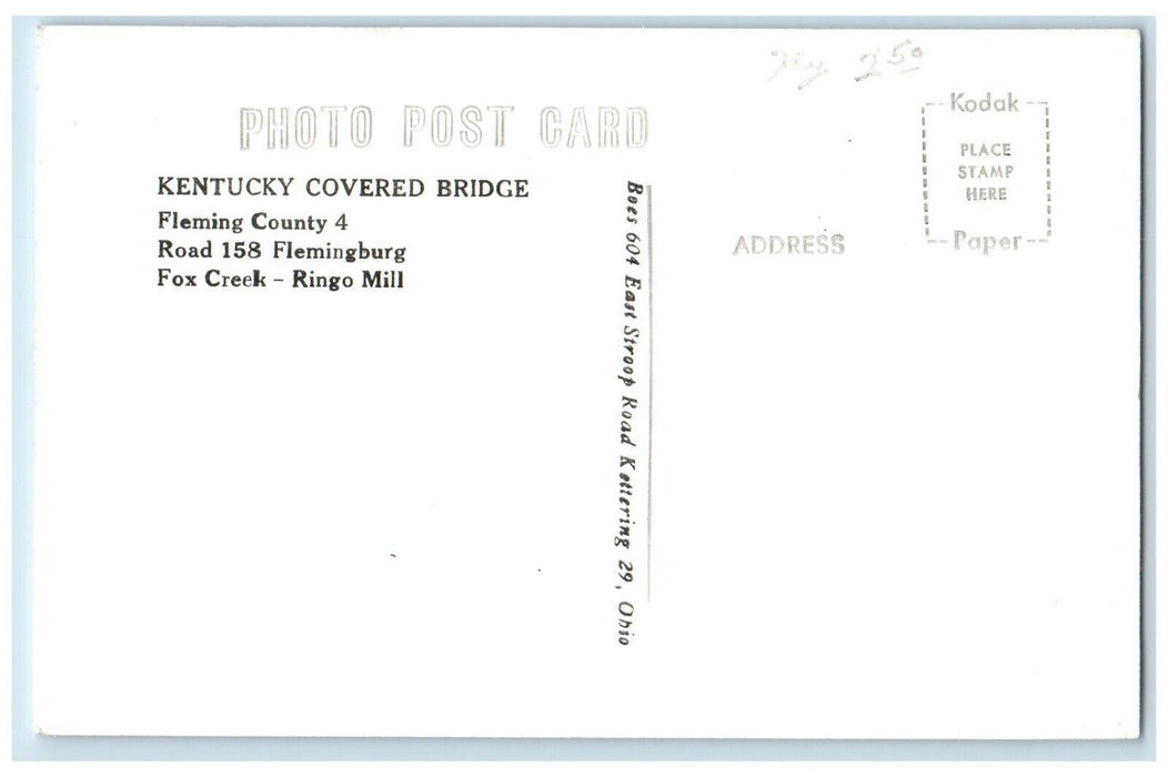 Kentucky Covered Bridge Fleming County 4 Flemingburg KY RPPC Photo Postcard