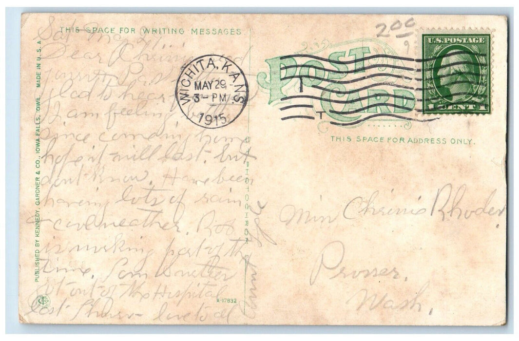 1915 Caroline Hall Ellsworth College Iowa Falls Iowa IA Antique Postcard