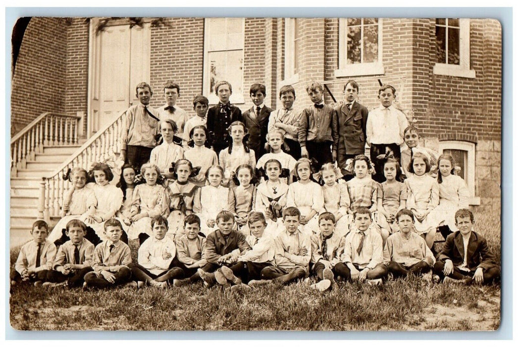 c1910's Grade School Elementary Unposted Antique RPPC Photo Postcard