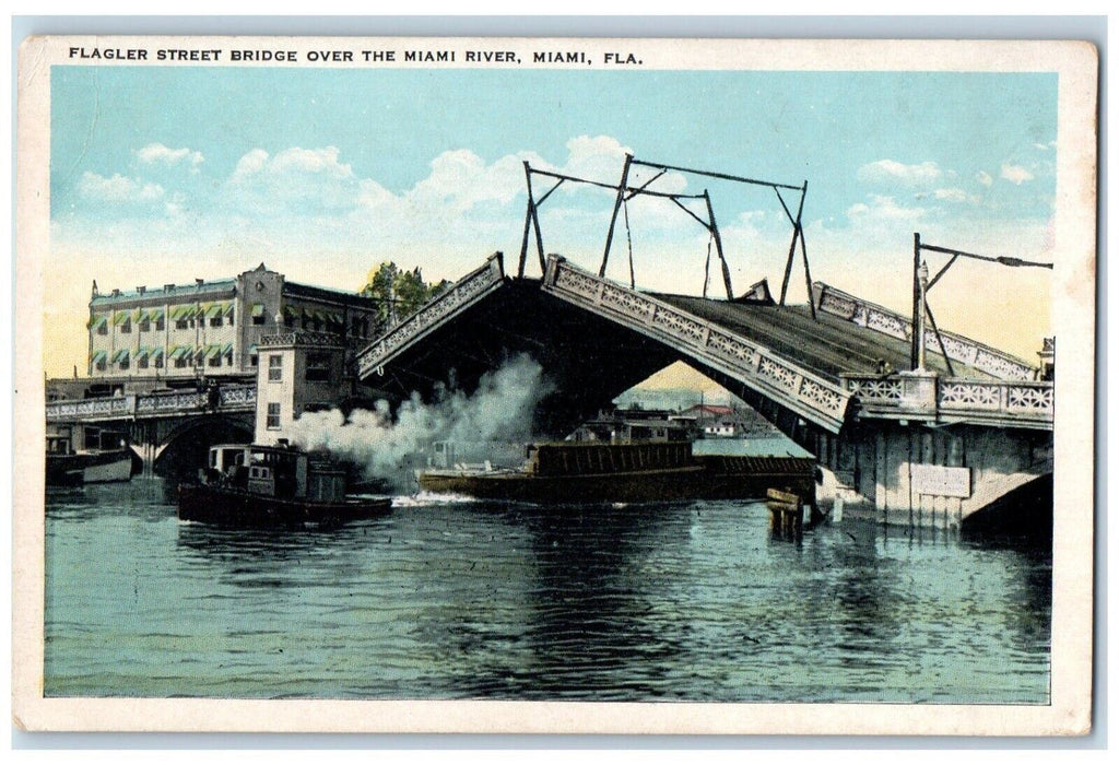 c1910 Flagler Street Bridge Over Miami River Miami Florida FL Antique Postcard