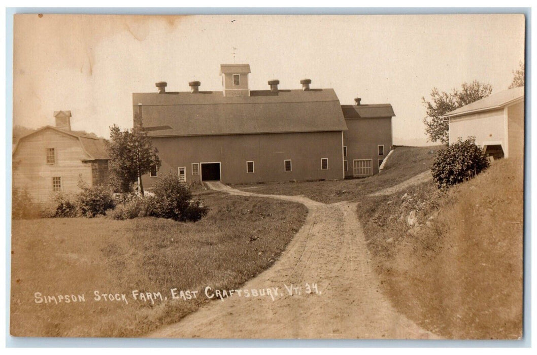 Simpson Stock Farm East Craftsbury Vermont VT, Dirt Rock RPPC Photo Postcard