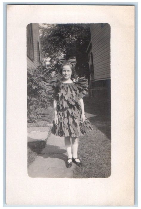 c1910's Pretty Girl Leaf Dress East Orange New Year NY RPPC Photo Postcard