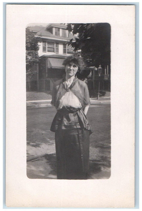 c1910's Old Woman Formal Dress East Orange New York NY RPPC Photo Postcard