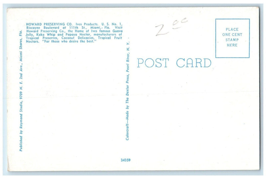 1930 Howard Preserving Co Ives Brand Products Building Miami Florida FL Postcard