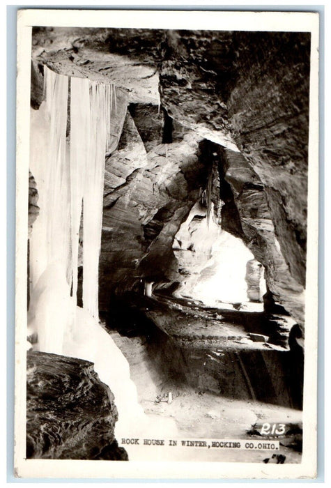 c1910's Rock House In Winter Hocking County Ohio OH RPPC Photo Postcard