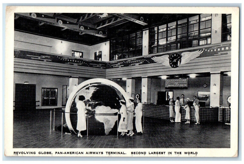 c1940's Revolving Globe Pan American Airways Miami FL Florida Postcard