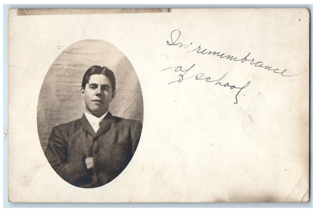c1905 College Boy Formal Dress Hartford Connecticut CT RPPC Photo Postcard