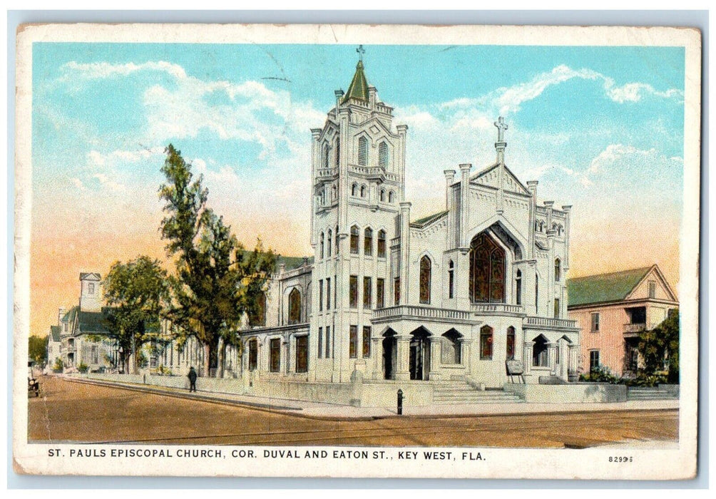 1938 St Pauls Episcopal Church Cor Duval Eaton St Key West Florida FL Postcard