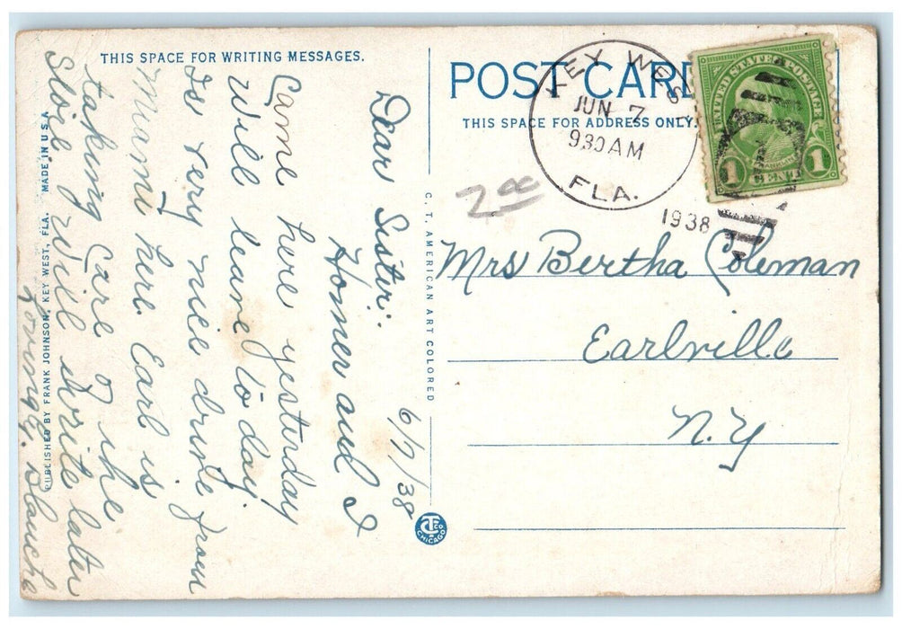 1938 St Pauls Episcopal Church Cor Duval Eaton St Key West Florida FL Postcard