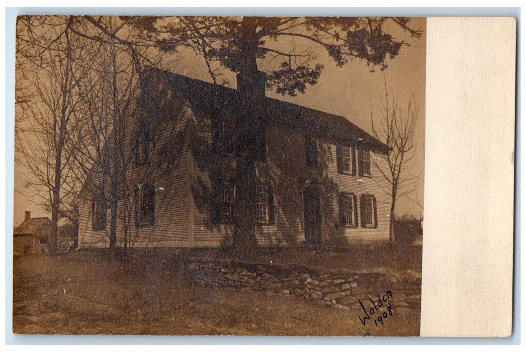 c1910's Old House And Trees Walden Massachusetts MA Antique RPPC Photo Postcard