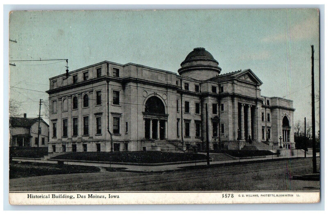 c1910 Historical Building Des Moines Iowa IA Antique Photoette Postcard