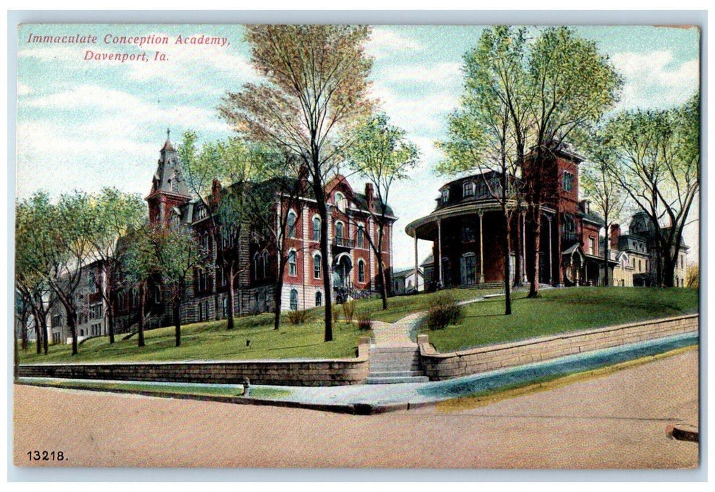 c1910 Immaculate Conception Academy Davenport Iowa IA Antique Postcard