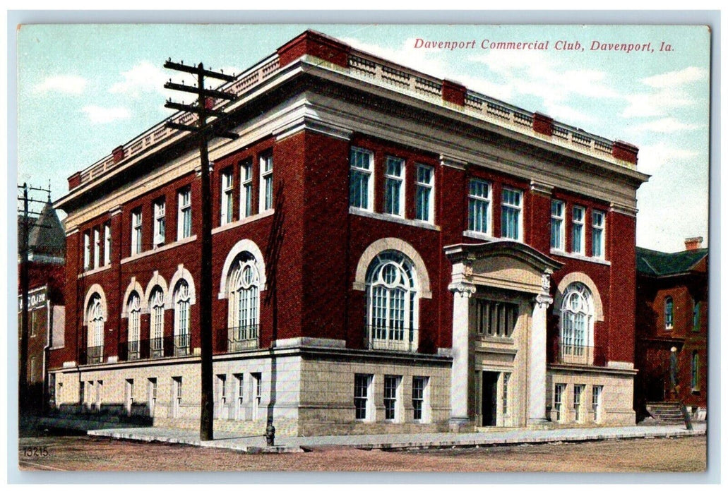 c1910 Davenport Commercial Club Davenport Iowa IA Antique Unposted Postcard