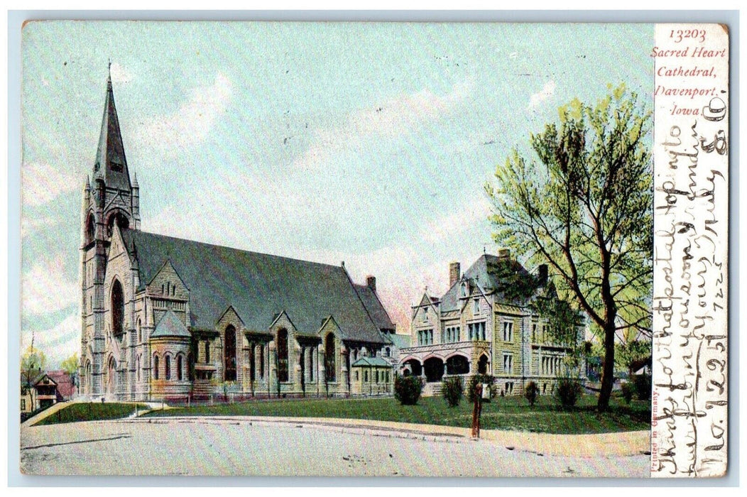 1908 Sacred Heart Cathedral Davenport Iowa IA Antique Posted Postcard