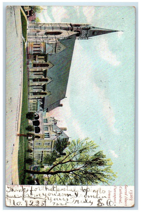 1908 Sacred Heart Cathedral Davenport Iowa IA Antique Posted Postcard