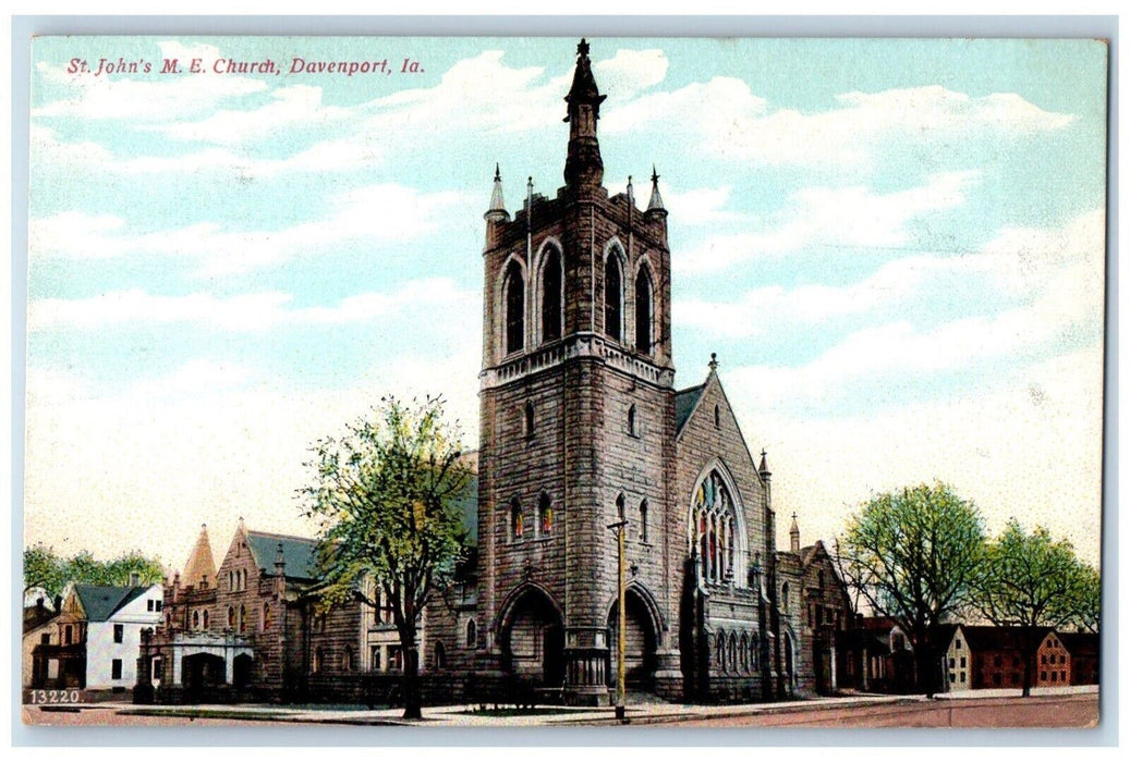c1910 St. John's M.E. Church Davenport Iowa IA Antique Unposted Postcard