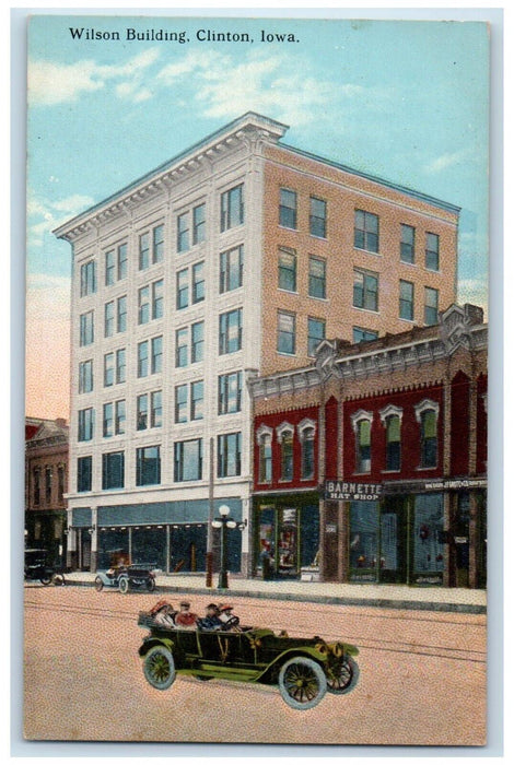 c1910 Barnette Hat Shop Wilson Building Clinton Iowa IA Antique Postcard