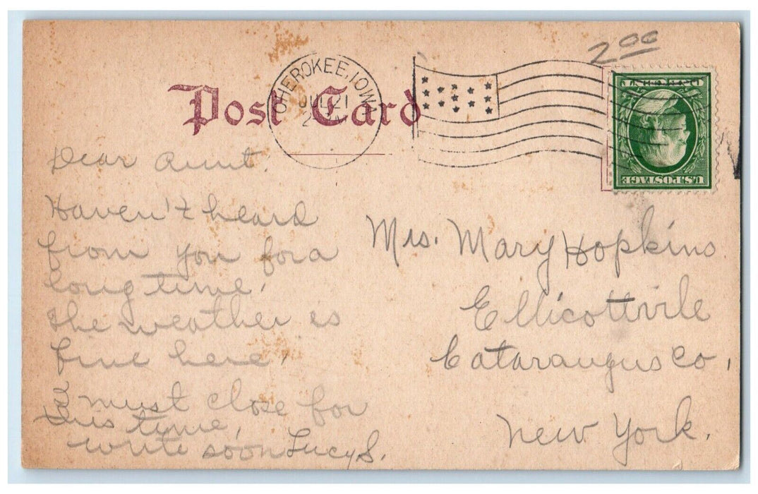 c1905 Court House Entrance View Cherokee Iowa IA Antique Posted Postcard