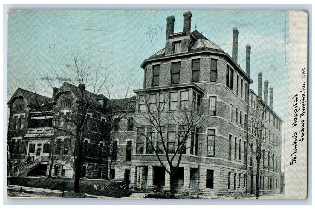 1913 St. Lukes Hospital Cedar Rapids Iowa IA Antique Posted Postcard
