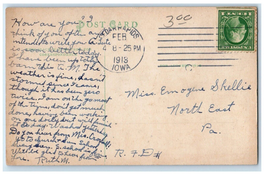 1913 St. Lukes Hospital Cedar Rapids Iowa IA Antique Posted Postcard