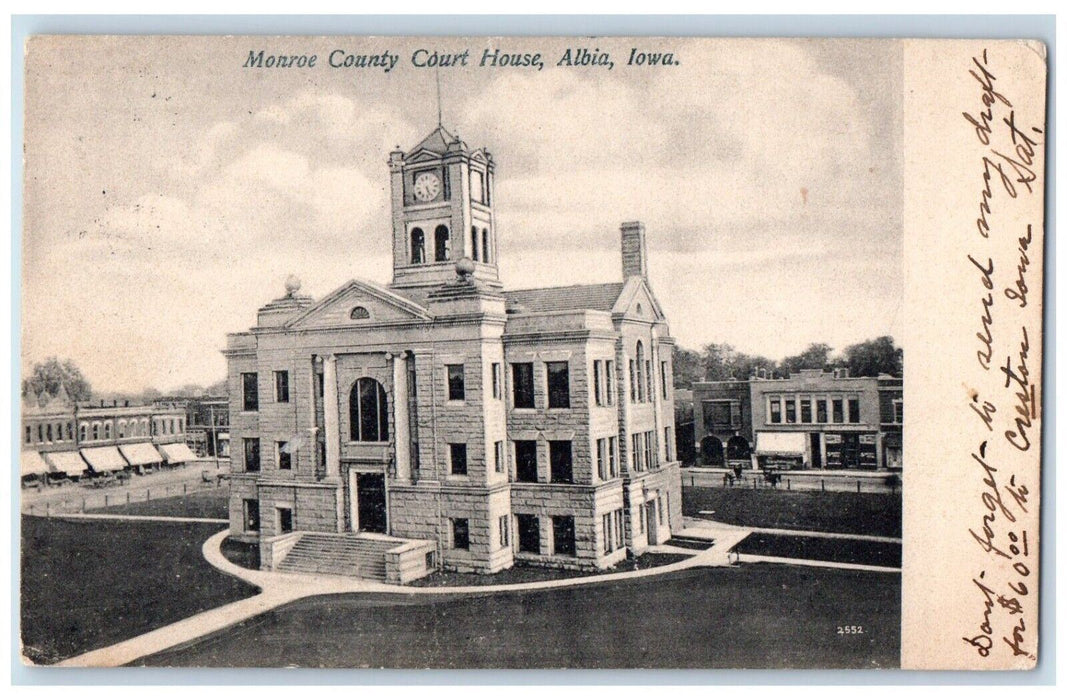 1908 Monroe County Court House Albia Iowa IA Antique Posted Postcard