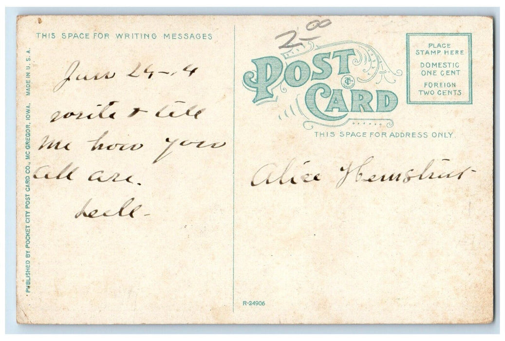 c1910 First Ward School Cresco Iowa IA Antique Posted Pocket City Postcard