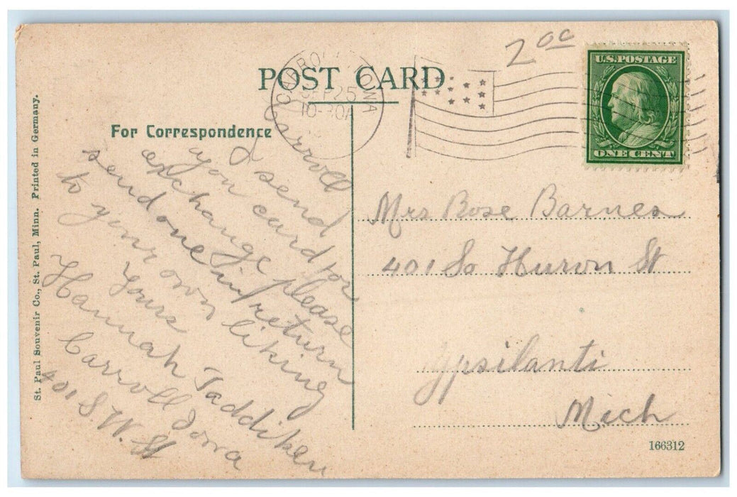 c1910 Carroll Co. Court House Carroll Iowa IA Antique Posted Postcard