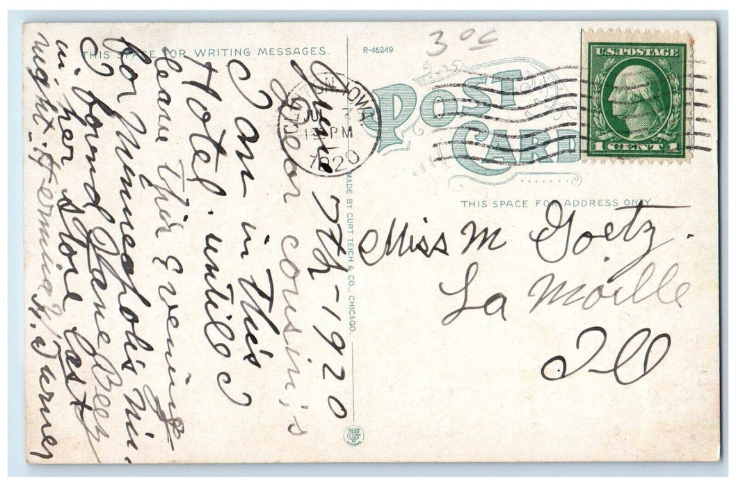1920 La Fayette Hotel On Lincoln Highway Horton Clinton Iowa IA Postcard