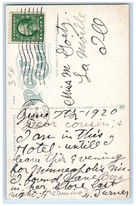 1920 La Fayette Hotel On Lincoln Highway Horton Clinton Iowa IA Postcard