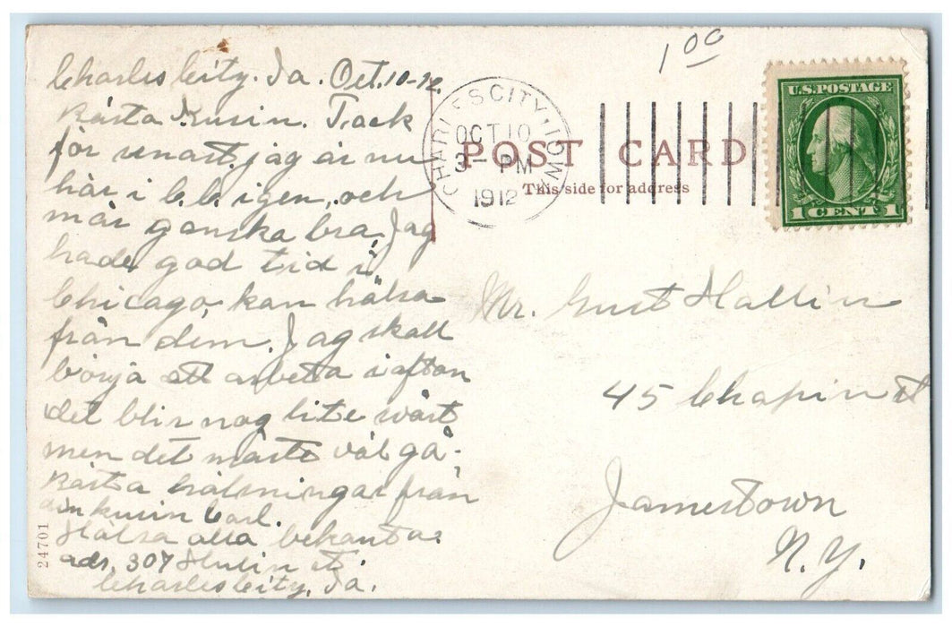 1912 Suspension Foot Bridge Cedar River Charles City Iowa IA Postcard