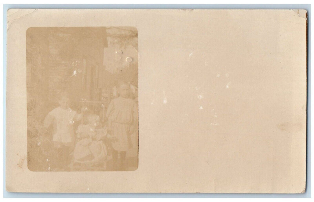 1908 Children Baby On Stroller Trent Bridge Ontario Canada RPPC Photo Postcard