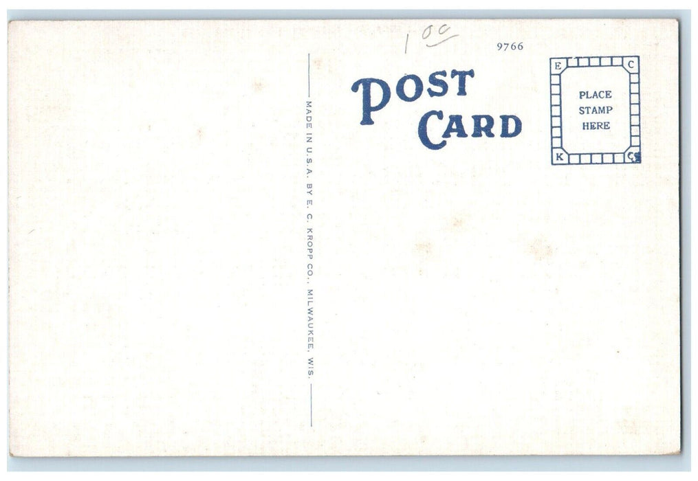 c1950's Public Library Charles City Iowa IA EC Kropp Vintage Postcard