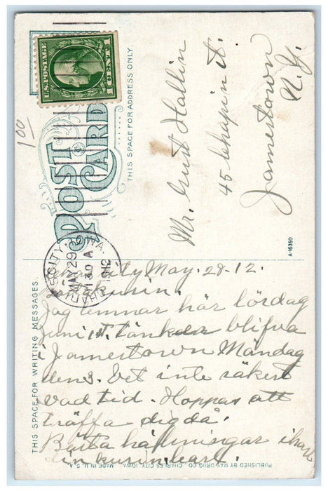 1912 Congregational Church Charles City Iowa IA Antique Posted Postcard