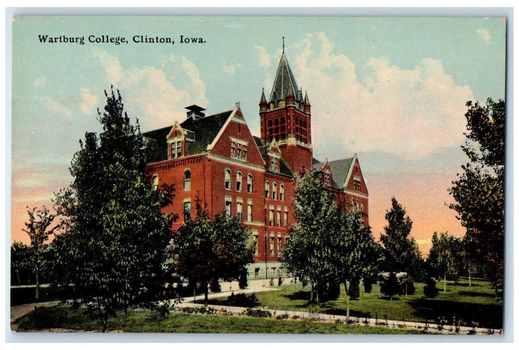 c1910 Wartburg College Clinton Iowa IA Antique Morris 5 & 10 C Store Postcard