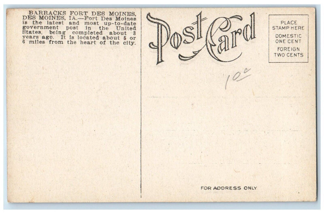 c1910 Barracks Fort Des Moines Iowa IA Multiview Cannon Antique Postcard